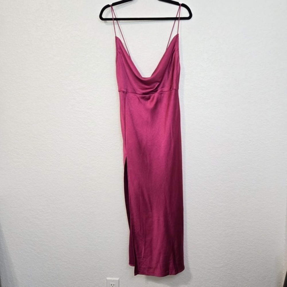 Lioness Fuchsia Satin Cowl Midi Dress